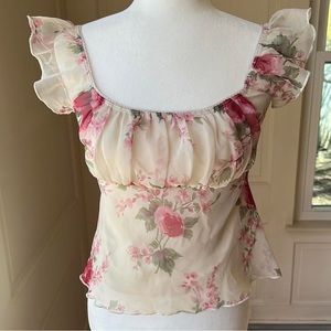 CANDIES Y2K Floral Milkmaid Babydoll Blouse